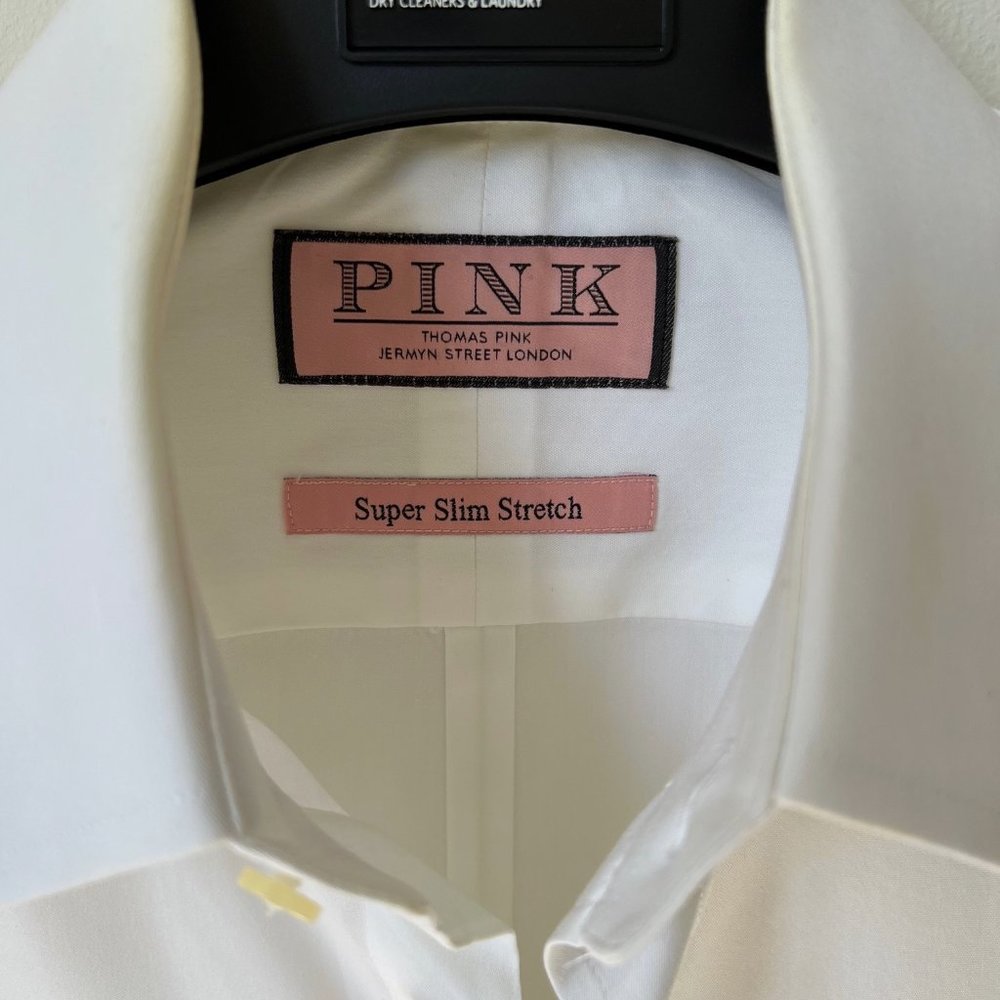 Thomas Pink shirt, "super slim stretch", size: 14, white